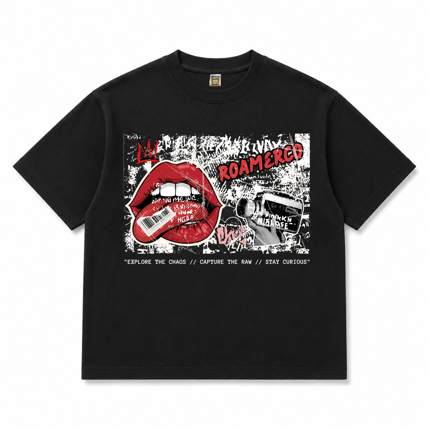 ROAMERCO Boxy Fit T-Shirt — Black / Explore The Chaos