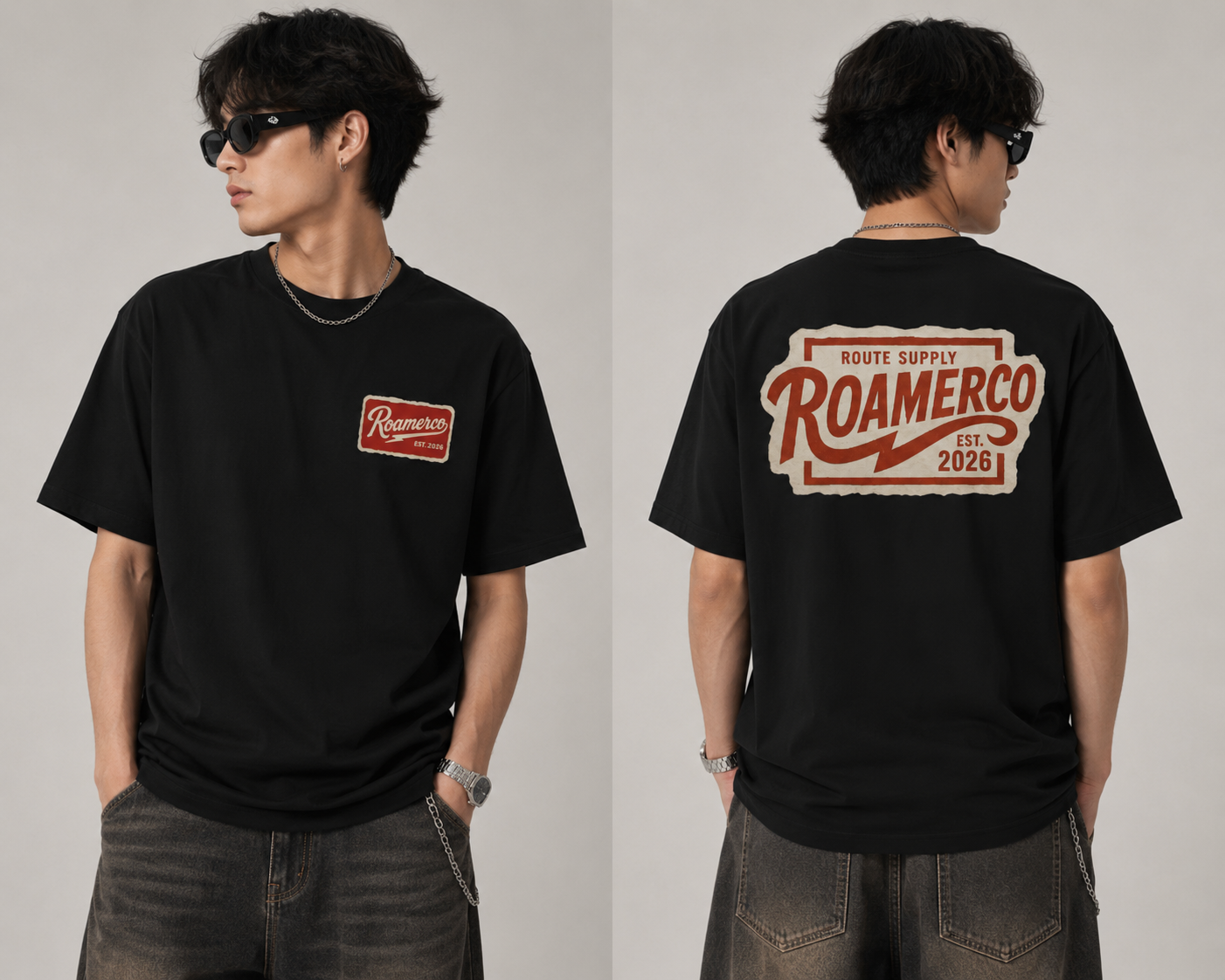 ROAMERCO Heritage Patch Tee — front and back